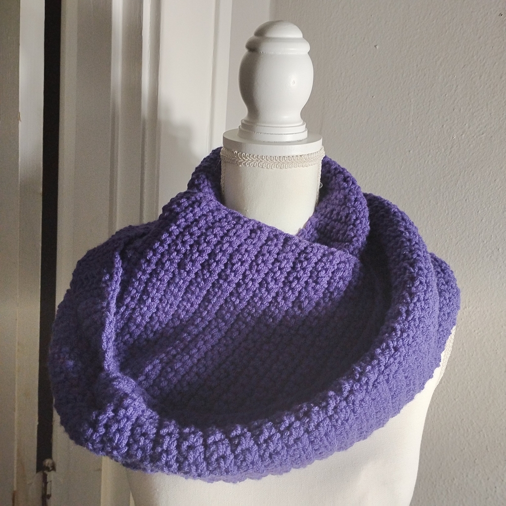 Unisex Purple Crochet Infinity Scarf